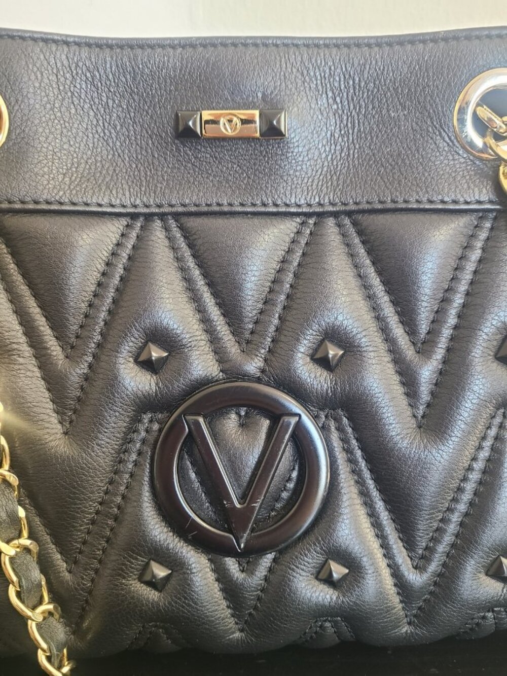 Mario Valentino Rita Quilted Leather Shoulder Bag Black - Picture 3 of 9